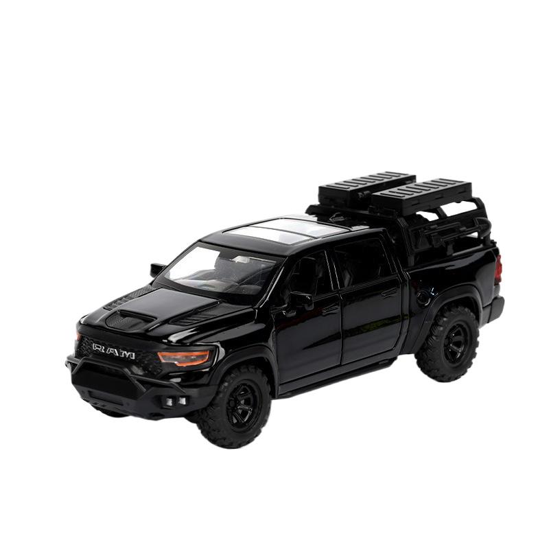 

1/32 Scale Dodge RAM MAMMOTH Pickup Toy Car Miniature Diecast Metal Off Road Vehicle Model Pull Back Sound Light Collection Gift Boy жовтий