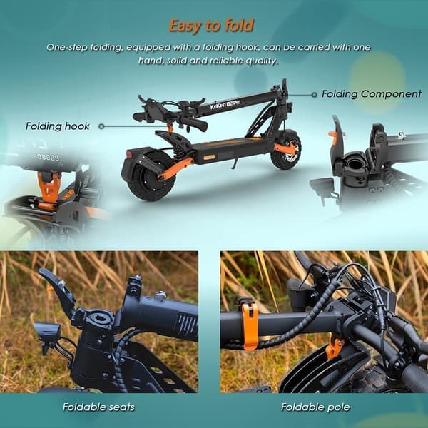 KuKirin G2 PRO (VMP) 500W Foldable Electric Scooter with 48V 15.6Ah Battery, 65km Range, 25km/h IP54, and 9-inch Tire