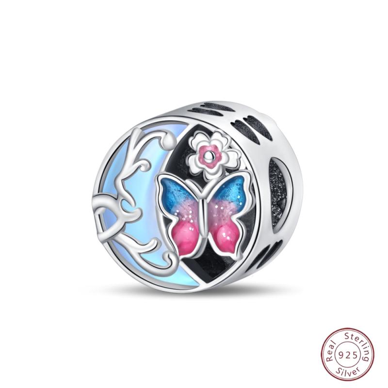 Copper Beaded Pendant Blue Shiny Zircon Suitable Original 3Mm Bracelet Women Fine Jewelry