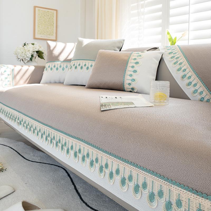 Summer Ice Silk Summer Mat Sofa Cushion Simple Modern Non-Slip Cooling Cushion Sofa Cover Backrest Towel Washed Thickened