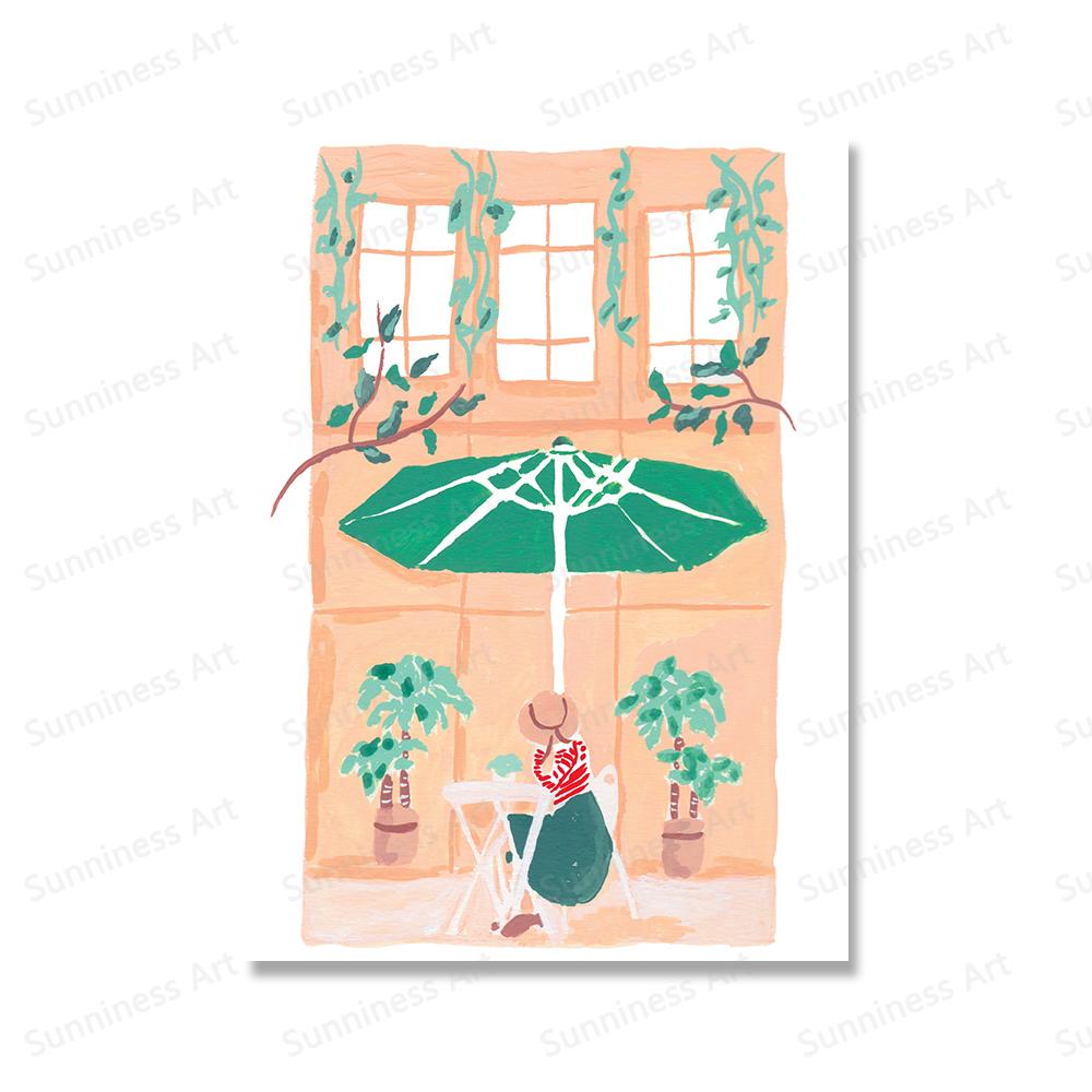 Pink Bike Balloon Poster Nursery Prints Wall Art Canvas Painting Still Life Cherry Cake Flowers Figs Fruit for Living Room Decor