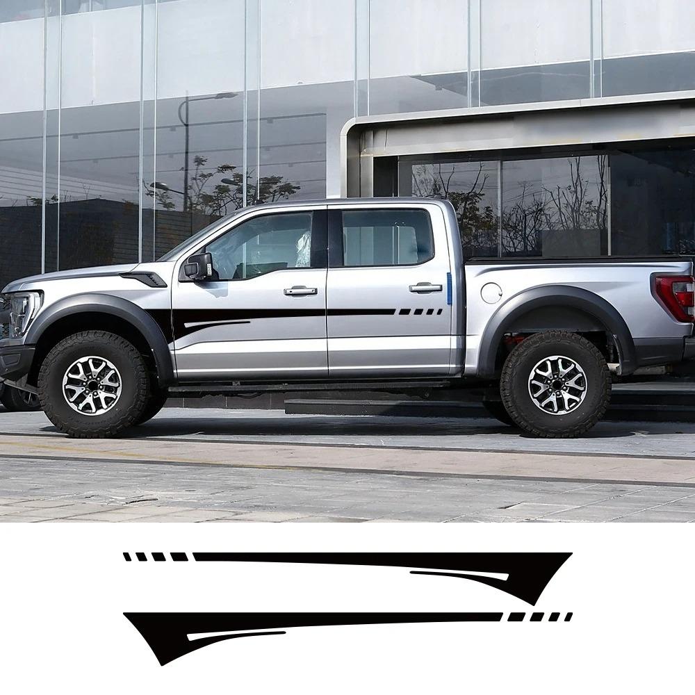 2PCS Car Door Side Skirt Stickers Auto Body Waistline Vinyl Decals Car Body Decoration Accessories For Ford F150 F-150 Raptor