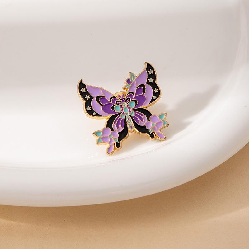 Creative Cartoon Flower Colorful Butterfly Shape Animal Brooch Fashionable Versatile Corsage Niche Personalized Alloy Badge