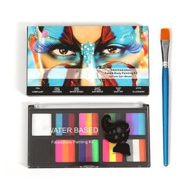 Multicolor Face Paint Palette for Kids and Adults High Pigment Split Cake Makeup with Brush for Halloween Christmas Party Body Art
