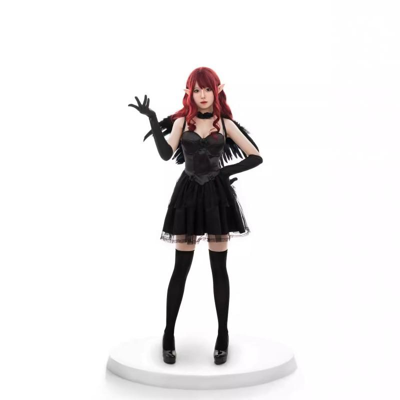 Halloween Angel Costume Women With Wings Cosplay Outfit Devil Witch Role Play Dress