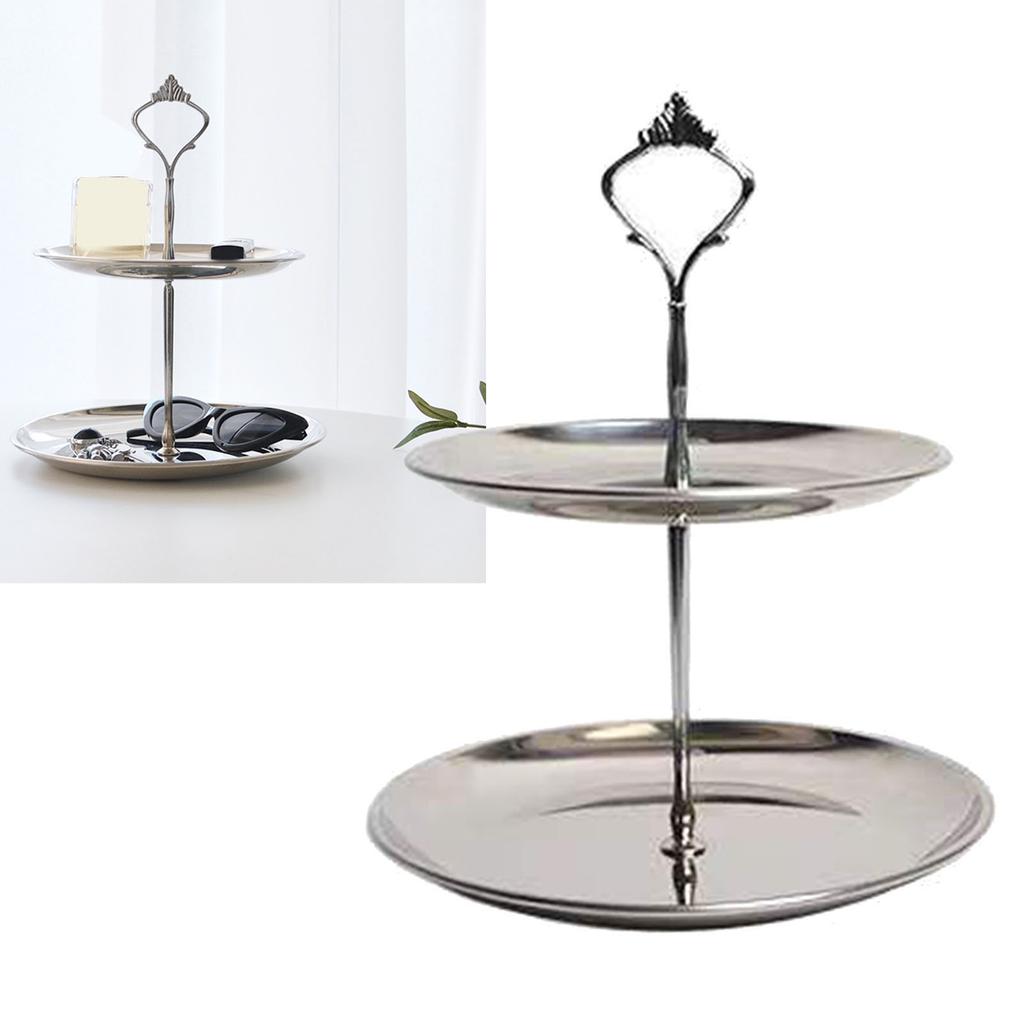 Desktop Shelf 2 Tier Counter Rack Shelf Stainless Steel Minimalist Round Countertop Stand for