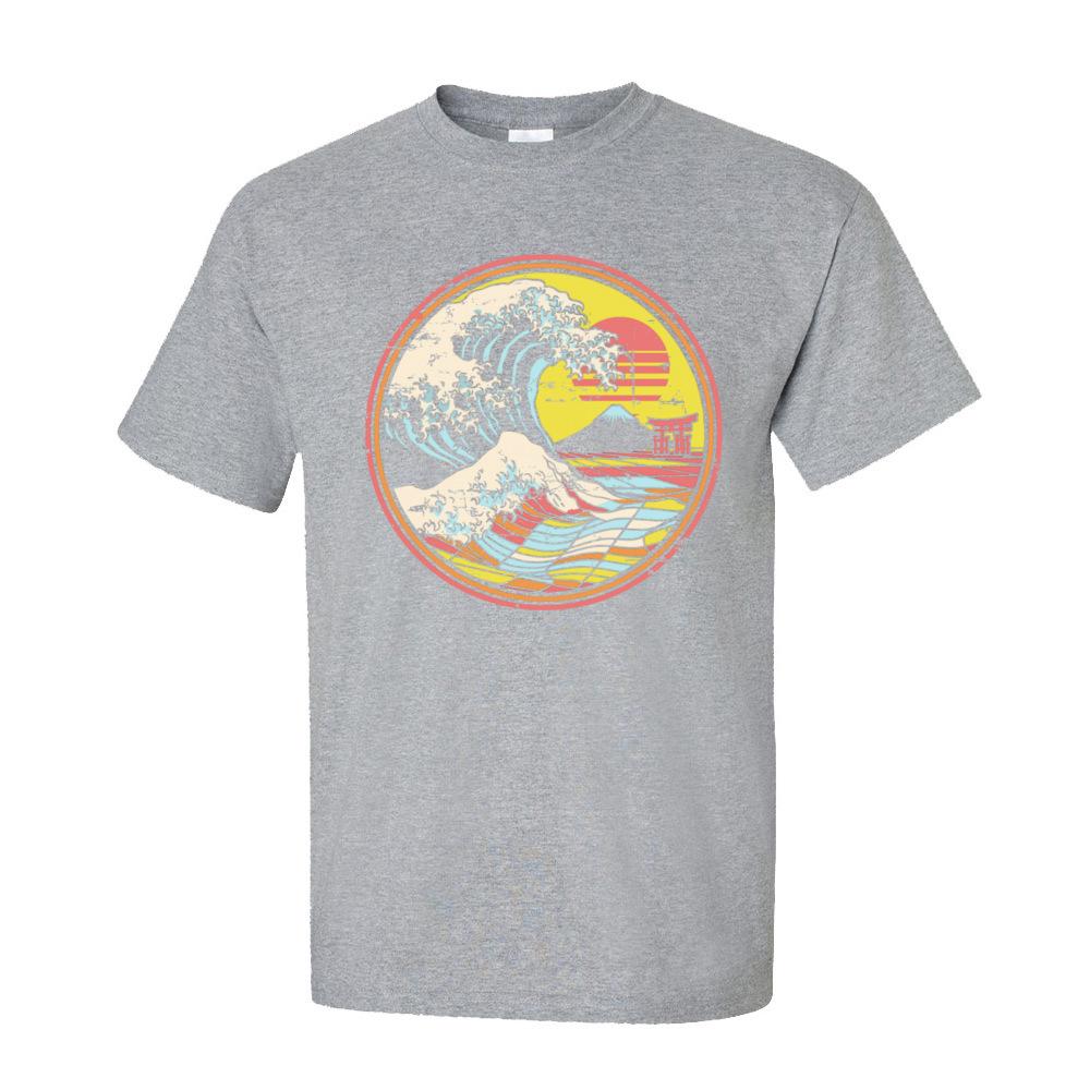 Hip Hop Man TShirts Great Retro Circle Wave Kanagawa Summer Autumn Tops T Shirt New Arrival Crewneck 100 Cotton TShirt