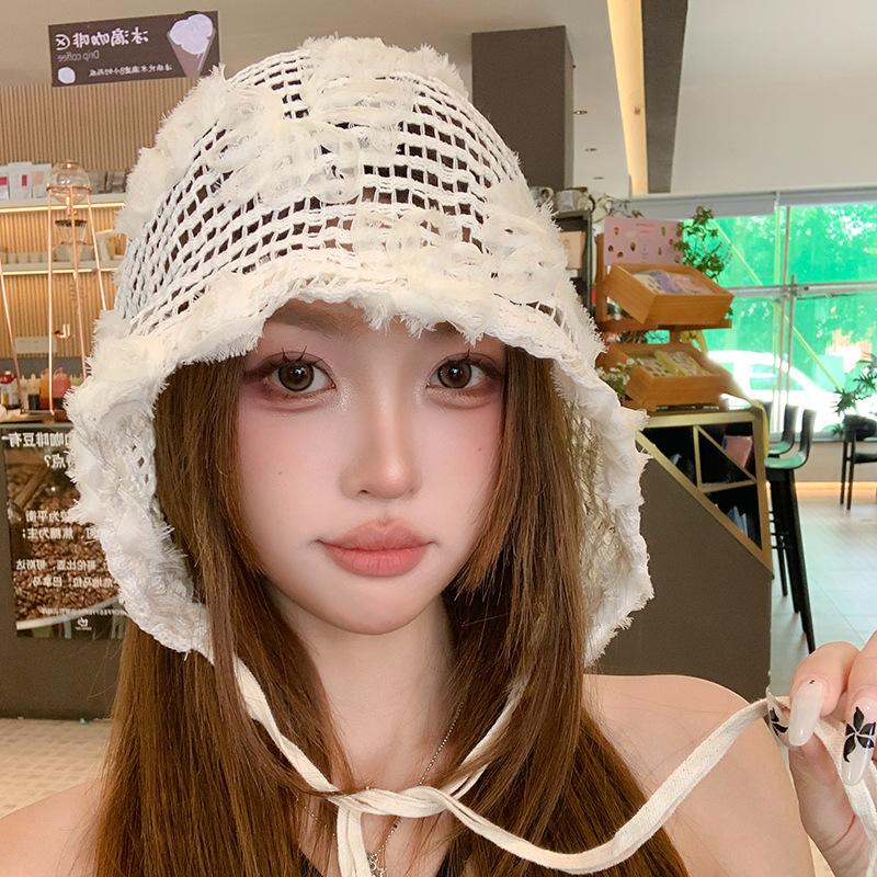 

Spring and summer thin hollow breathable three-dimensional flowers niche versatile headgear women One size