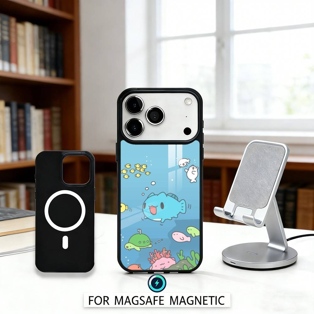 Fluffy-Cat B-Bugcat C-Capoo Phone Case Magnetic For iPhone17 16 15 14 13 12 Pro Max For Magsafe Wireless Charging Cover