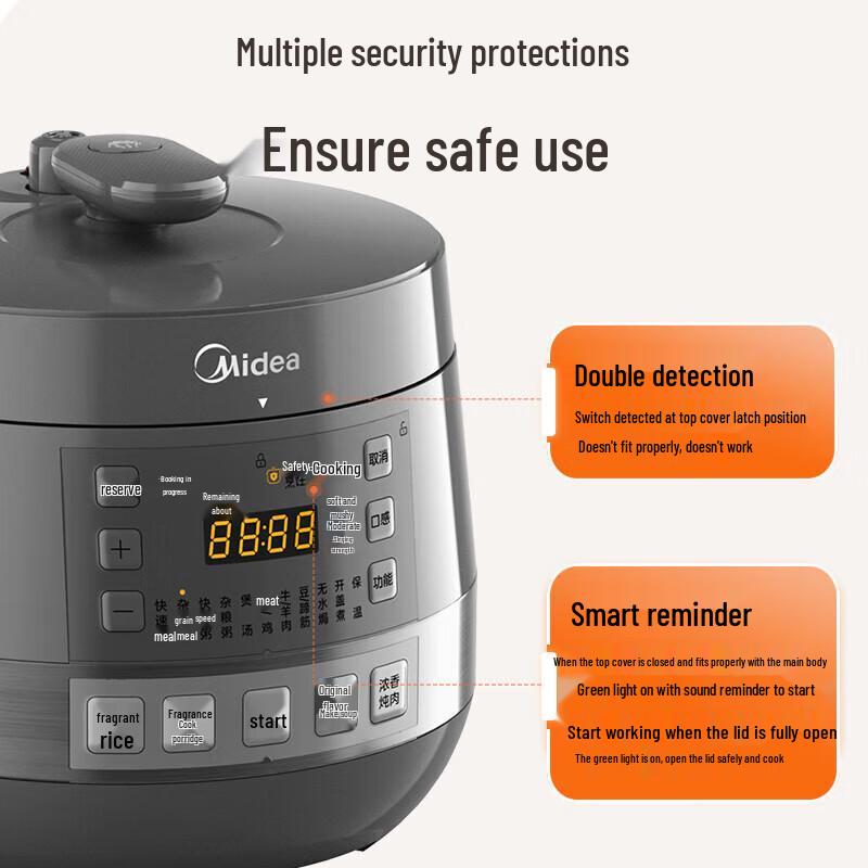 Midea Smart 6L Electric Pressure Cooker CN Plug (adapter Included)
