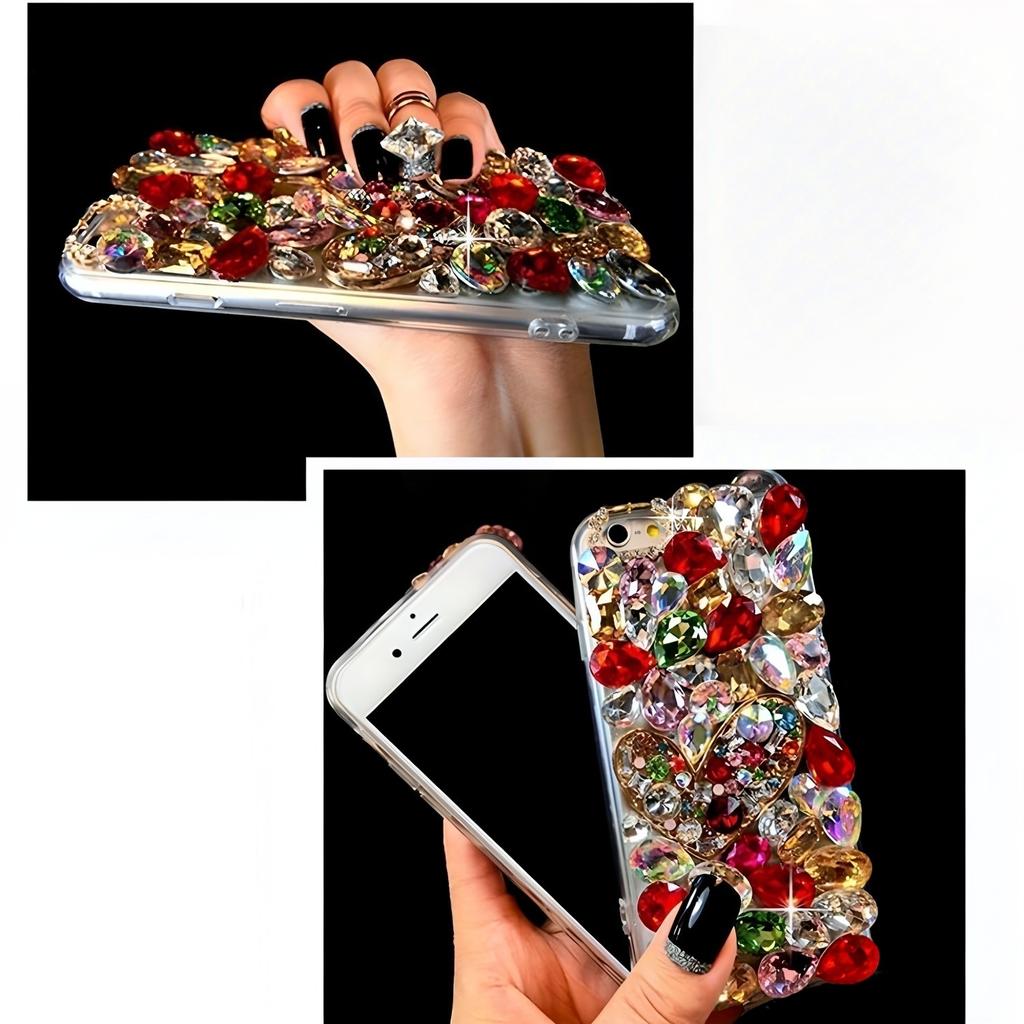 Glitter Rhinestone Phone Case For Samsung Galaxy A57 A37 A56 A36 A26 A55 A35 A25 A54 A34 A24 A52 A72 4G 5G Colorful Crystal Gemstone 3D Bling Cover