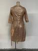 2025 Summer Sexy Women's Sequined Lace-up V-Neck Dress with Three-Quarter Sleeves