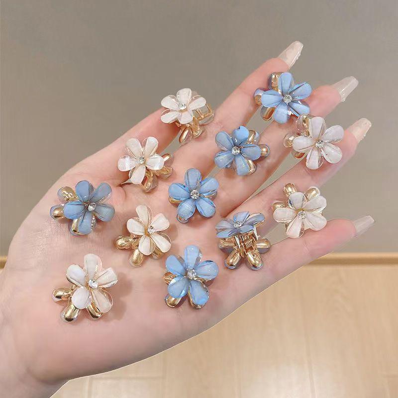 Alloy Flower Mini Hair Clips for Kids - 2024 Korean Style Children's Hair Accessories.