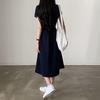 Women's Summer Retro Korean POLO Collar Color Block Slimming A-Line Dress
