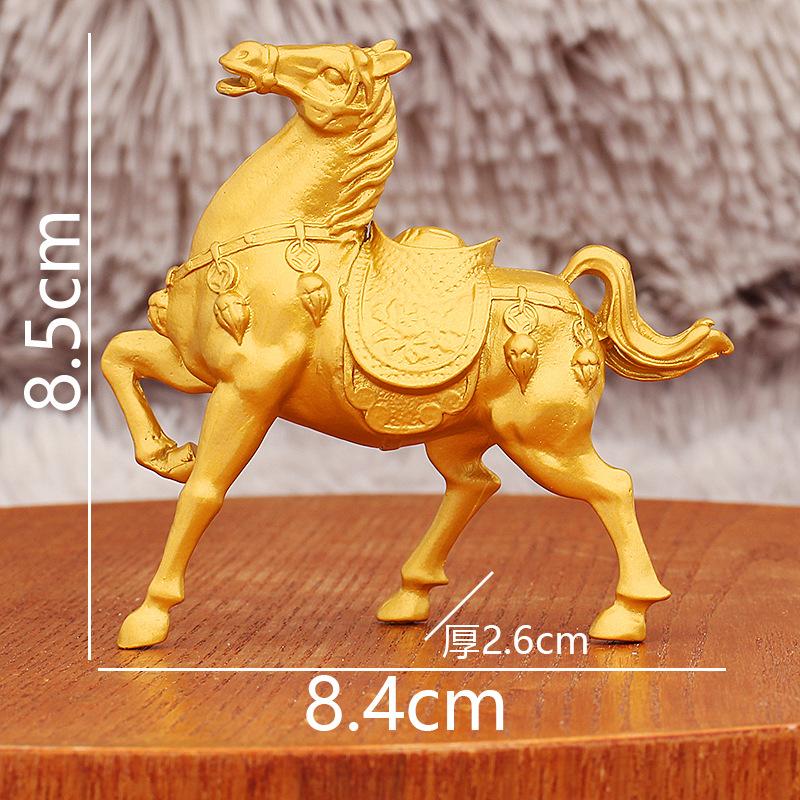 Premium Lucky Horse Gold Figurine Home Desktop Craft Zodiac Metal Alloy Ornament for Success Prosperity Decor