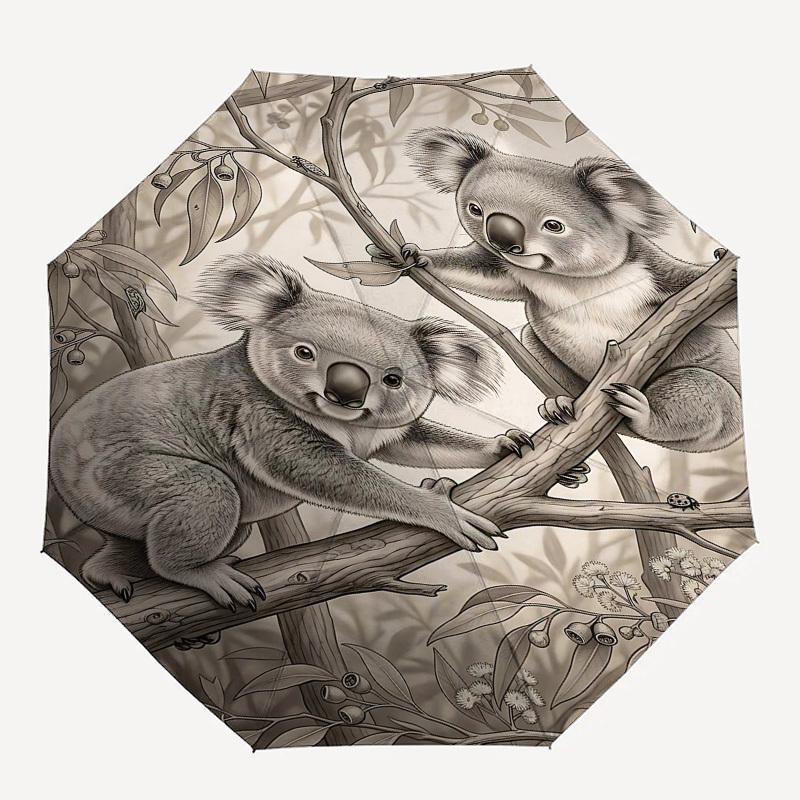 

1PC Koala Tree Branch Umbrella-8-Rib Reinforced Portable Folding Travel Suitable for All Seasons Outdoor Daily -Z0498