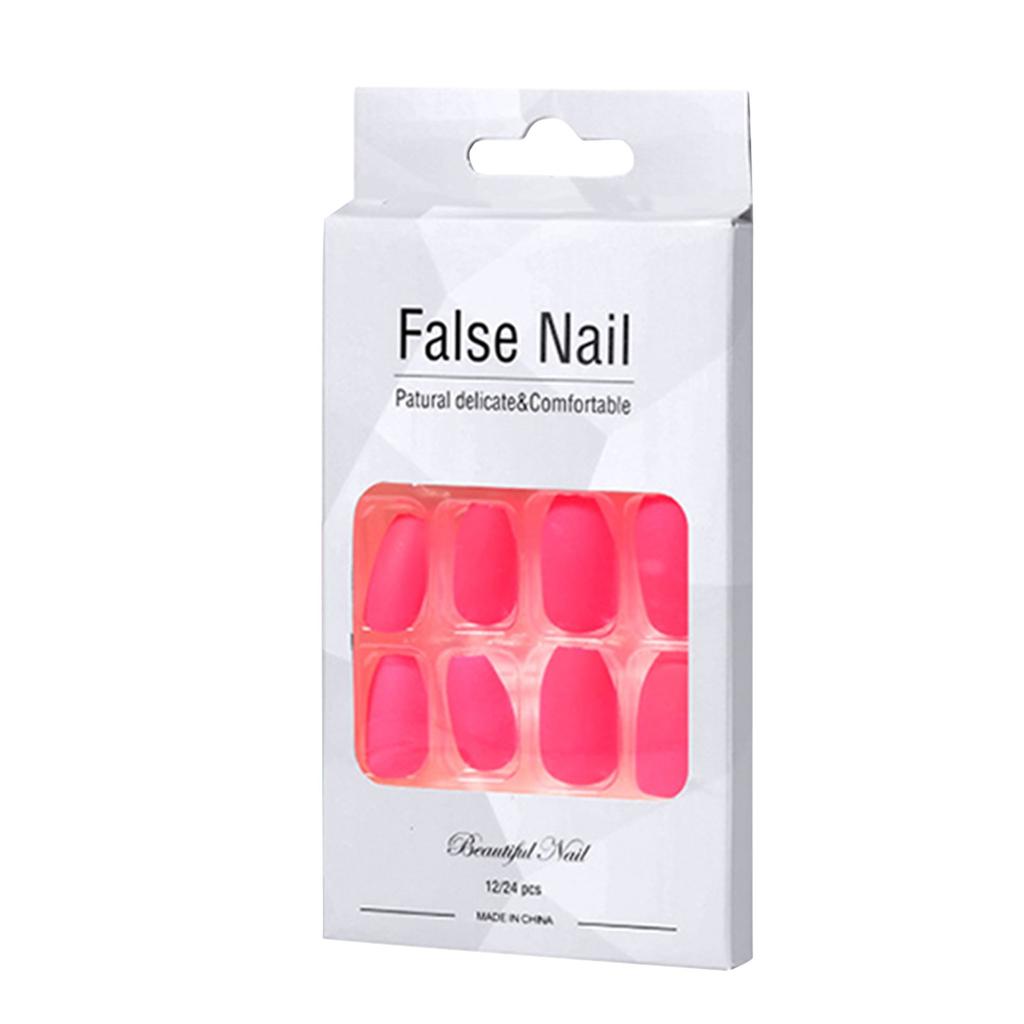 24 Pieces Of Fluorescent -shaped Adhesive Color Removable False Nails