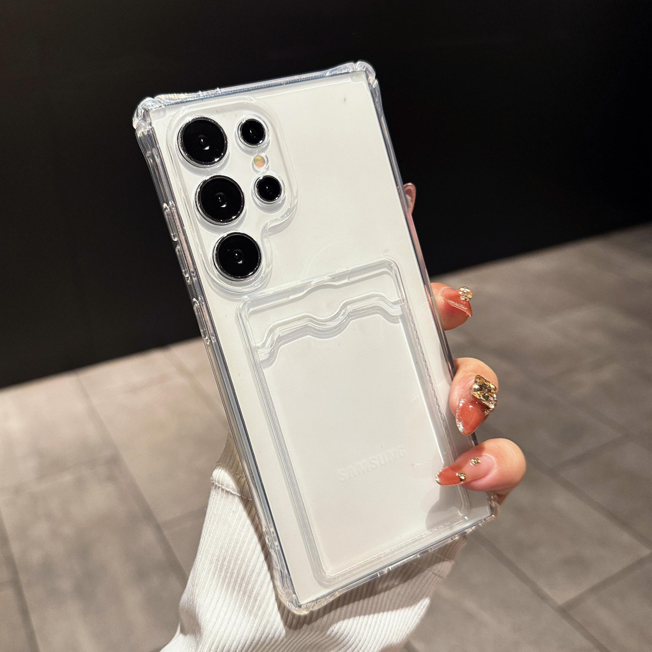 

Простой прозрачный противоударный чехол для Samsung S25 Ultra S24 FE S23 S22 A56 A36 A16 A15 A55 A35 A14 A26 A06 тонкий чехол-кошелек из ТПУ с отделением для карт Samsung S25 Ultra чистый