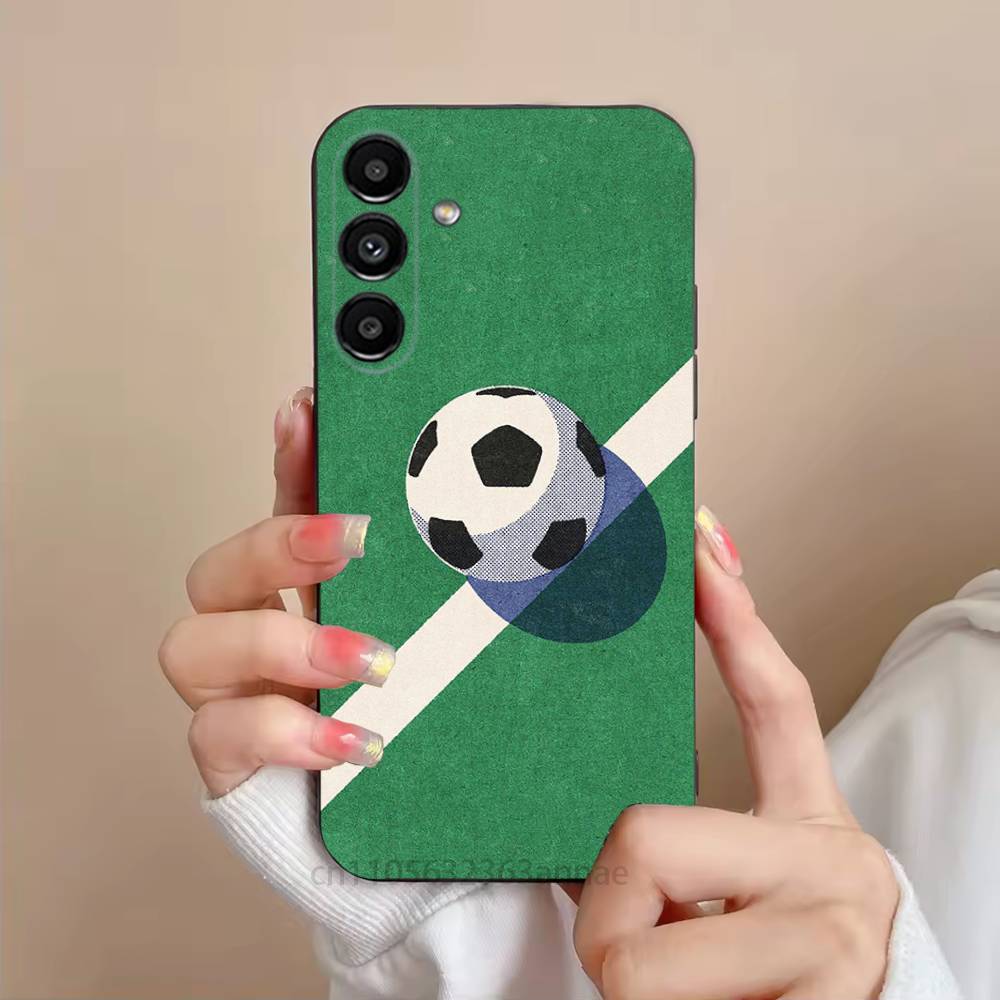 Fire Football Soccer Ball Phone Case For Samsung S25,24,23,22,21,S20,Ultra,Plus,FE Black Soft Cover