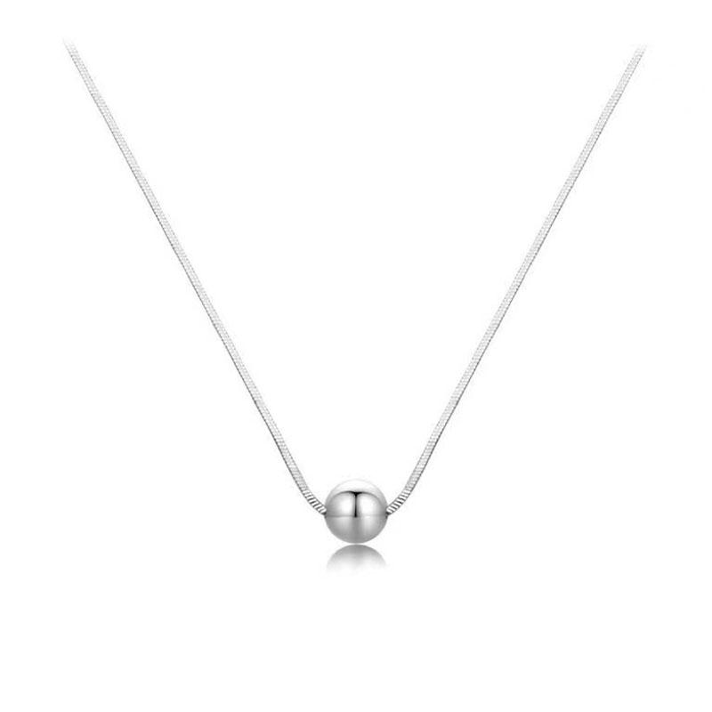 Minimalist Stainless Steel Round Ball Pendant Necklace 2026 Trendy Thin Snake Chain Choker Fashion Neck  for Women Men