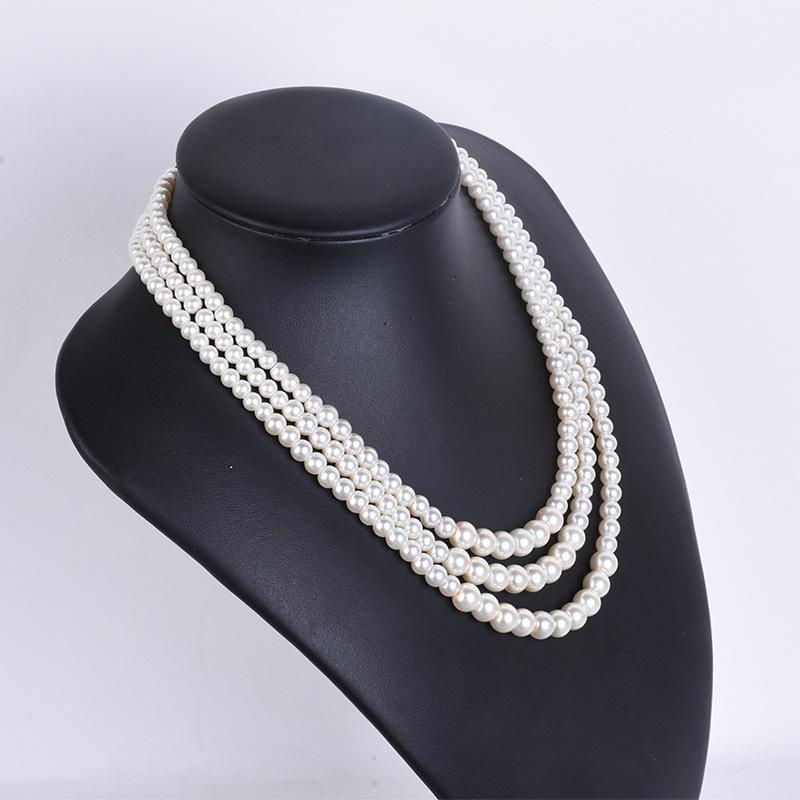European and American imitation glass pearl necklace sweater chain long multi-layer women
