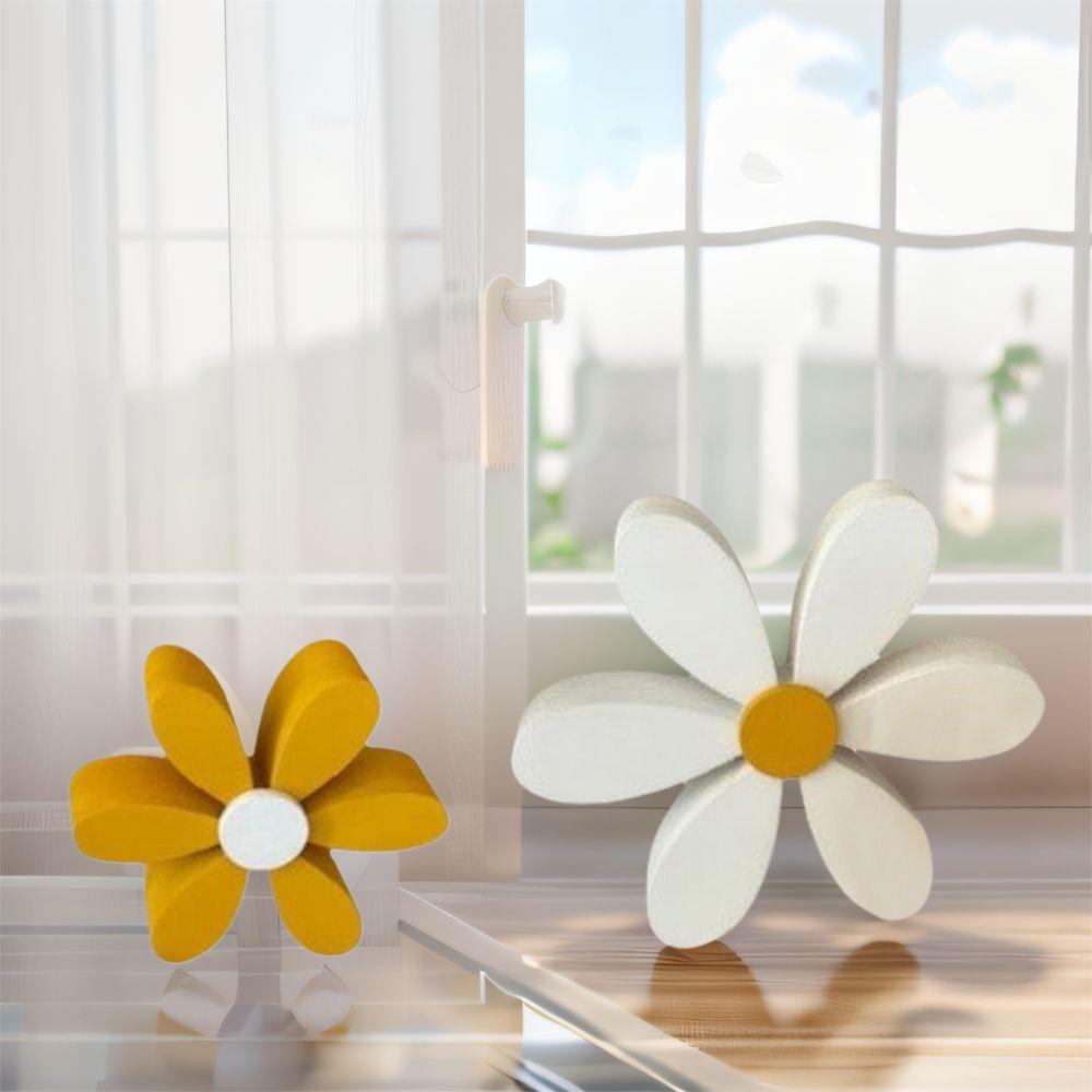 Rustic Style Wooden Daisy Decor Set 3D Design Floral Tabletop Ornaments  Home Bedroom Decor