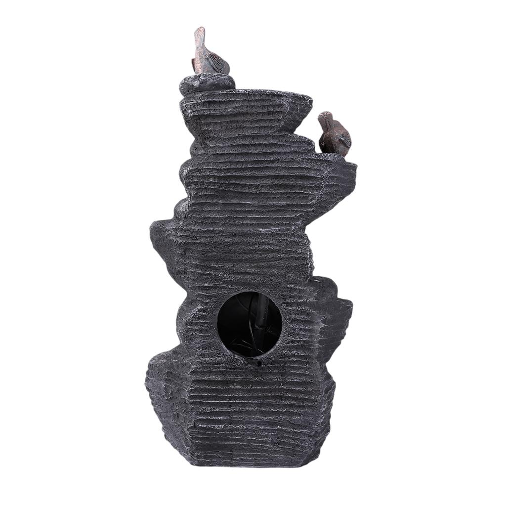 Cascading Rock Water Fountain with LED Lights Resin Stone Imitation Waterfall Tabletop Fountain for Home and Office Decor