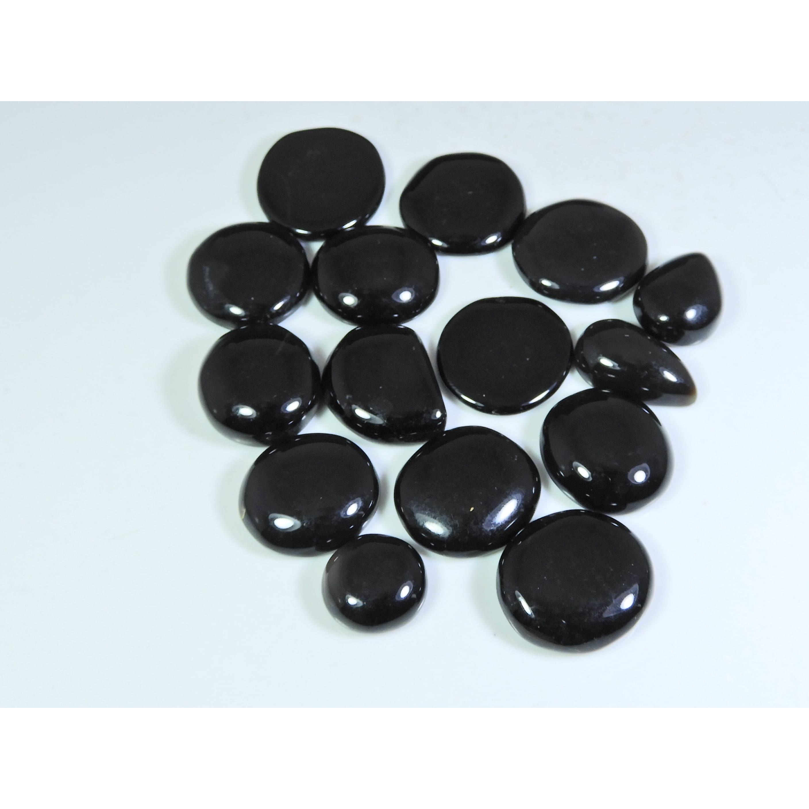 

244Cts. Кольцо из натурального оникса-агата, размер, круглый кабошон, россыпь драгоценных камней, лот из 15 шт., A-632