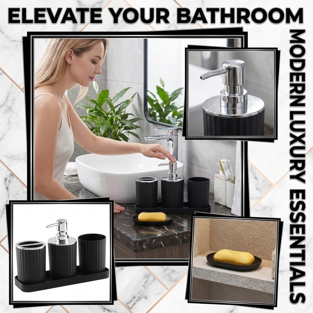 Bathroom Accessory Set Includes Soap Dispenser Tumbler Toothbrush Holder and Soap Dish with Electroplated Finish Durable and Functional Design