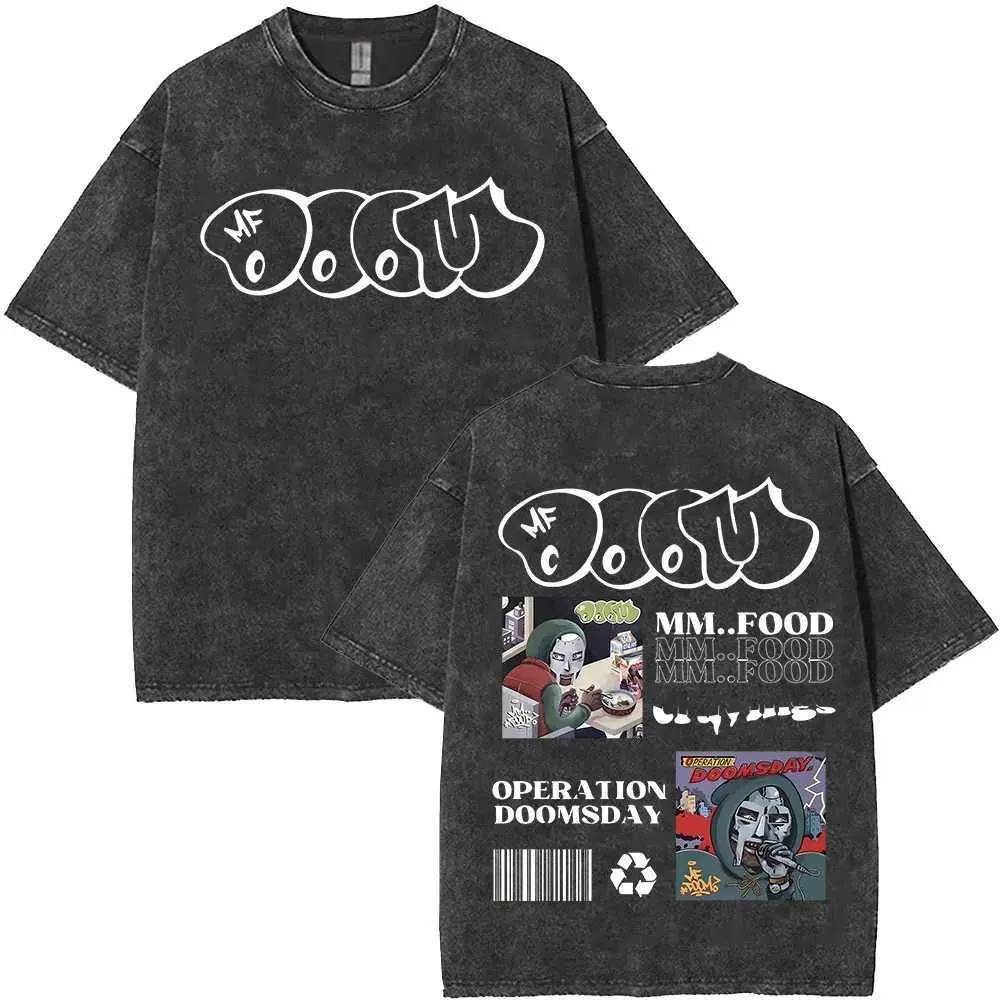 2026Vintage Rapper Mf Doom Tour Washed T Shirts Mens Women Fashion Oversized T-shirts Y2K Hip Hop Gothic Short Sleeve T 473