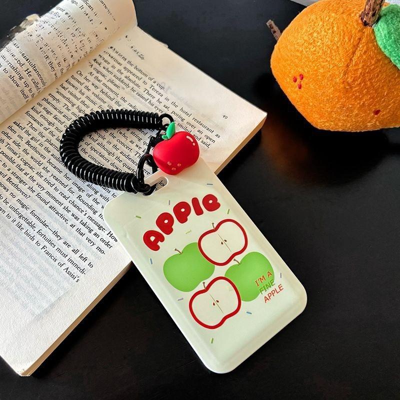 New Ins Wind Card Cover with  Rope Cute Fruit Print Campus Card Bus Subway Access Work Card Protective Cover Case Bag