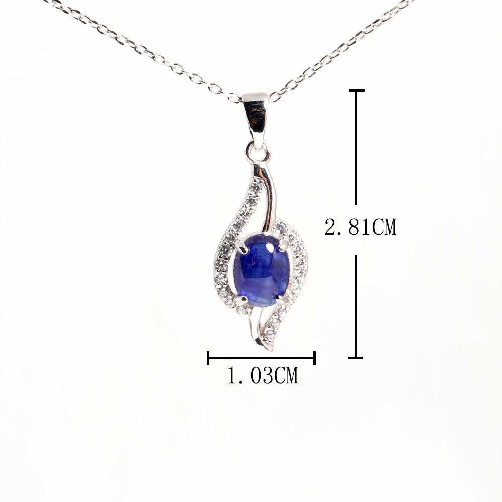 Collar colgante de plata con zafiro de cristal relleno natural, piedra natal de septiembre de lujo, regalo para aniversario, banquete y cumpleaños para dama
