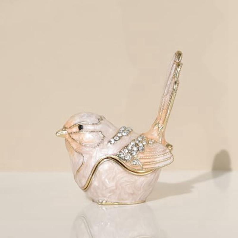 ABUL-Enamel Bird Jewelry Box, Cartoon Style, Hard Case For Rings And Small Trinkets, For Blue And For PINK