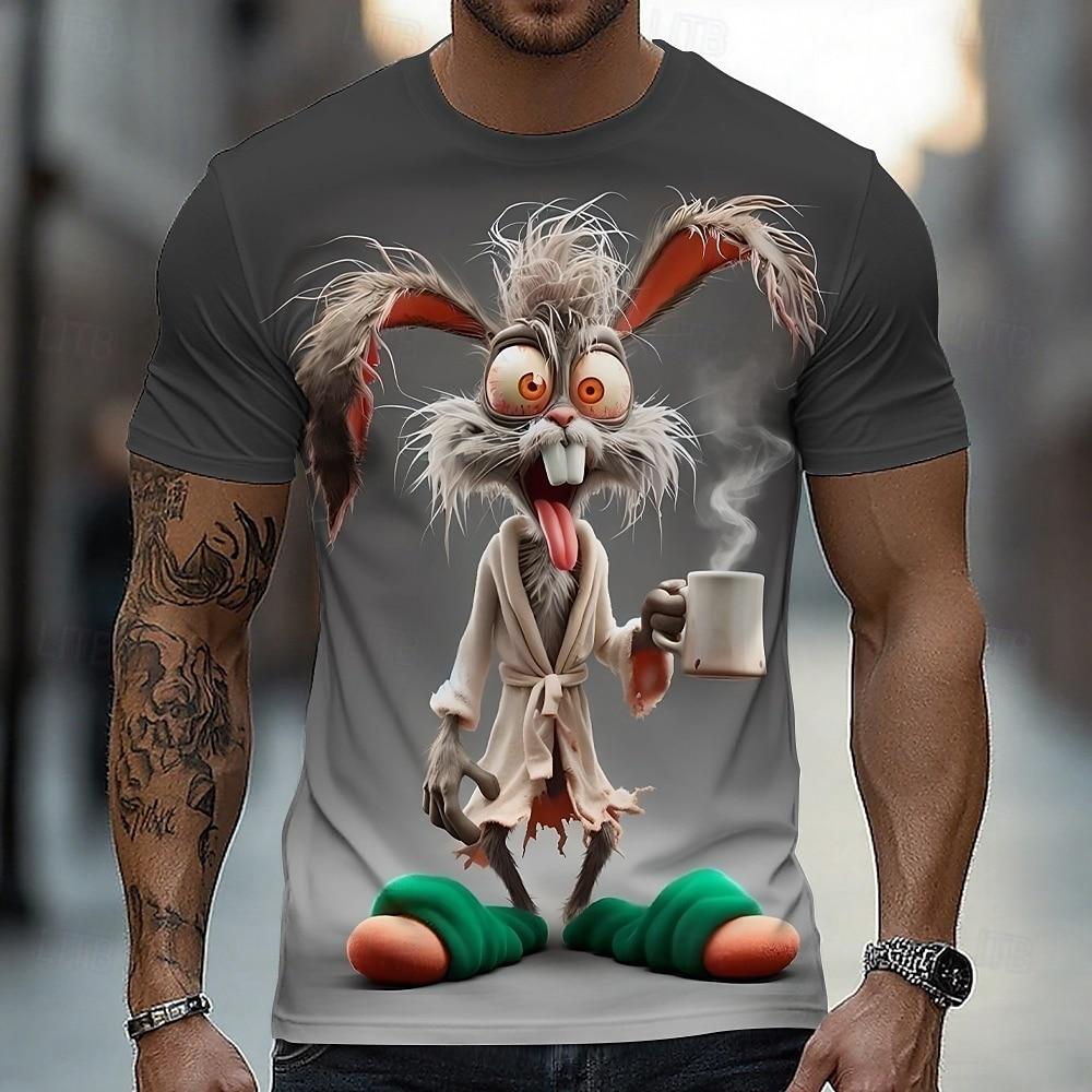 Men s Fun Animal Dog 3D Printed T-shirt Lightweight and Comfortable Loose Short Sleeve Top Outdoor Fashion and Leisure Round Neck Street Wear XL