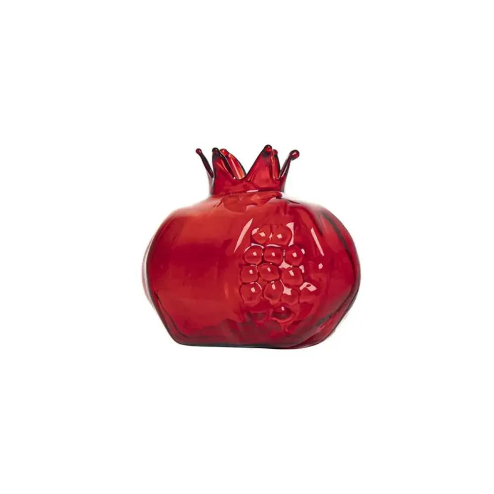 

Creative Transparent Glass Hydroponic Red Pomegranate Vase With Hammer Pattern For Desktop Decoration