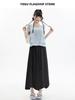 Yamamoto Style Ice Silk High-Waist Wide-Leg Skirt Pants for Women – Slimming, Drape Design, Summer Casual Pear Shape Fit