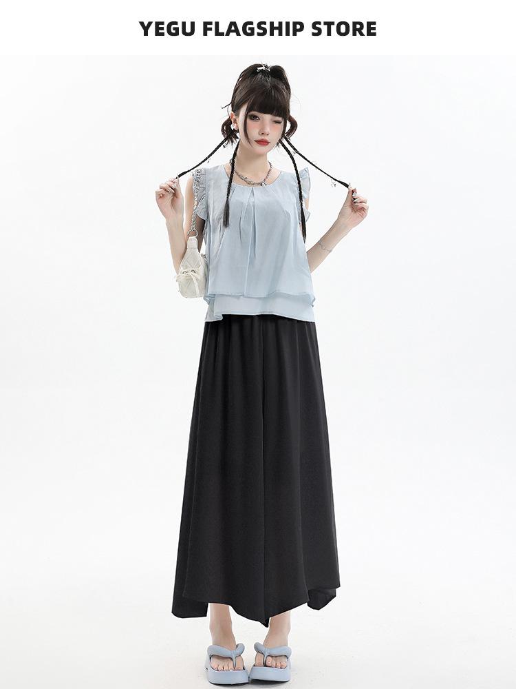 

High Waist Wide-Leg Flare Pants Skirt for Women - Spring/Summer Fashion S (37.5-50kg)