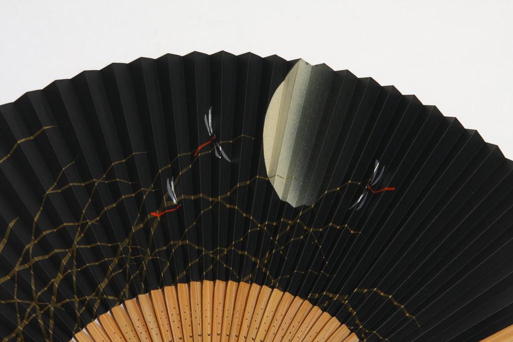 fan for dragonfly and moon bamboo with case and presentation [Hasegawa] Kyoto-style men, design, carving, box.