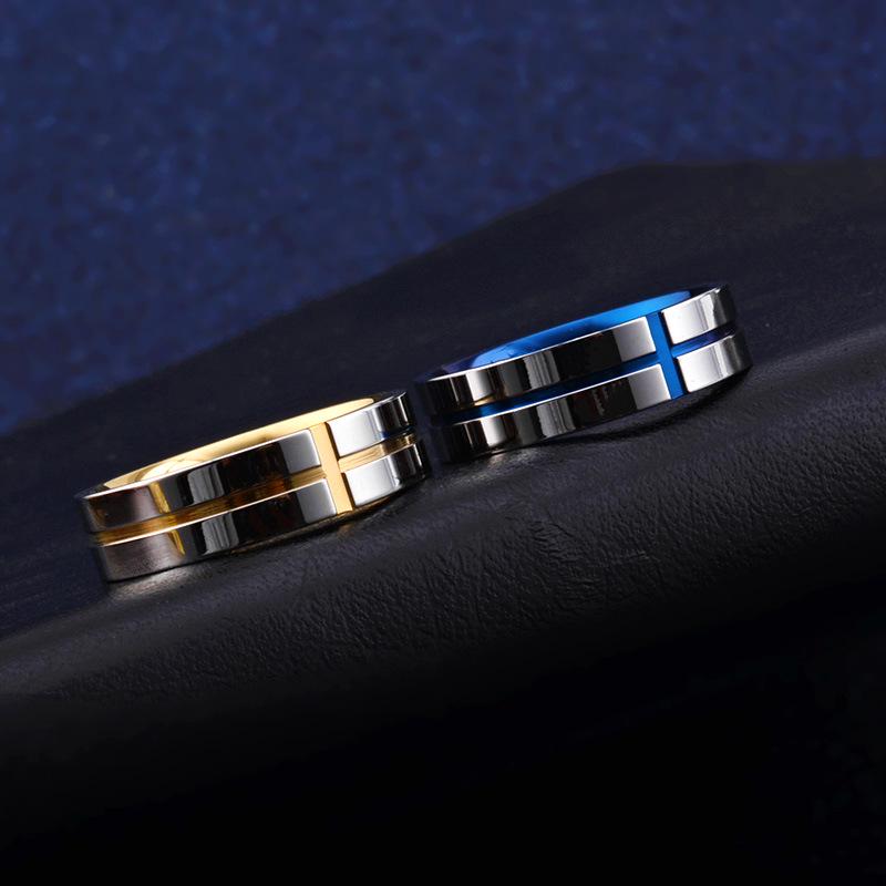 

Кольцо из титановой стали с синим крестом Кольцо с синим крестом Корейская версия