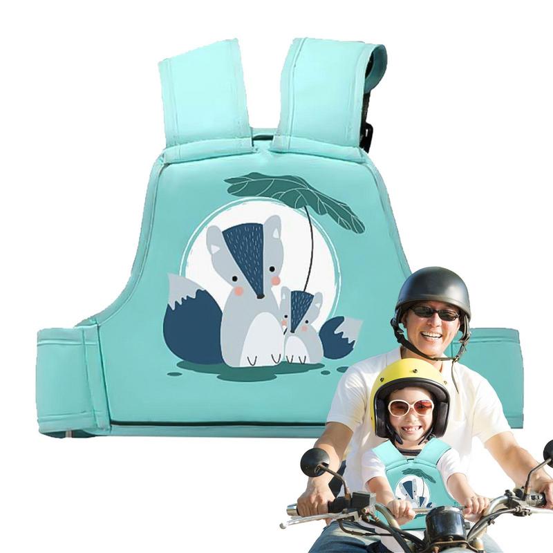 Imbracatura di Sicurezza per Moto per Bambini Cintura di Sicurezza Cartone Animato Imbracatura per Moto per Bambini Regolabile e Traspirante Cintura di Sicurezza Posteriore per la Sicurezza dei Bambini