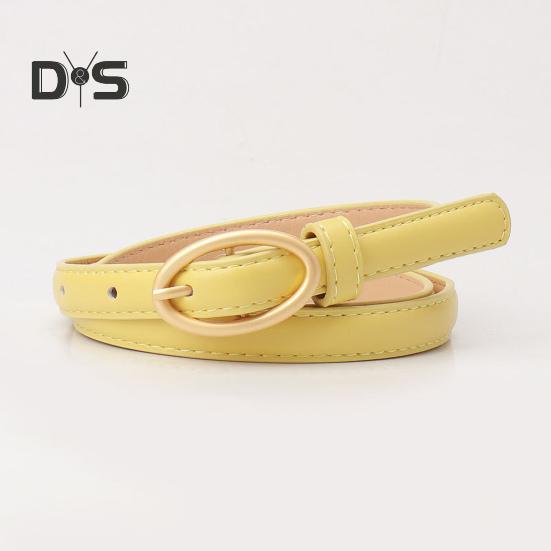 Women Belt Metal Oval Buckle Decor Multi Holes Design Adjustable Length Belt Imitation Leather Waist Strap Shirt Sweater Accessory