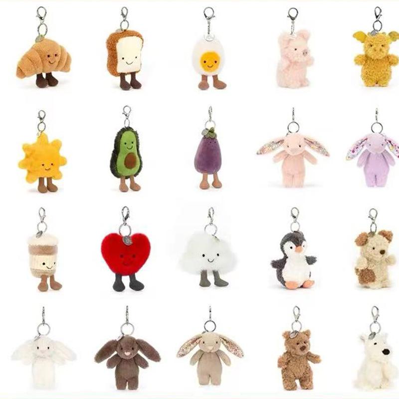 2026 Bag Car Keychain Mobile Phone Pendant Plush Gift Stuffed Animals Cute Cartoon Rabbit Keychain Love Pompom Trinket Toy Girl