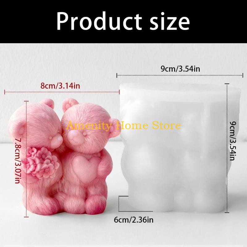 F26C Romance Bear Silicone Mold For Candle Soap Making Easily release Design Mould