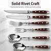 6piece stainless steel handle kitchen knife set suitable for home kitchen and dining room including steak knife forks and spoons