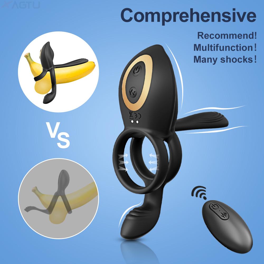 Couple Vibrator Cockring with Dual Motor Remote Control Cock Penis Ring Adult Sexy Toys for Men Delay Ejaculation Penisring