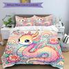 3pcs Colorful Cartoon Dragon Print Cover Set Ultra Soft, Breathable, and Comfortable Bedding with Stylish Design for Bedroom and Guest Room Decor