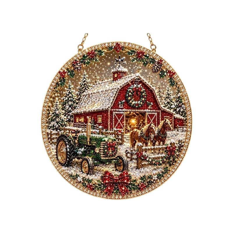 Seasonal Christmas Acrylic Ornament DIY Kits with Drill Art Finish, Top Chain, Selected Style, Tool Set Home Use
