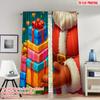 2pcs 2D Flat Printing High-Quality Christmas Curtains Christmas Santa Gifts Holiday Digital Printed Polyester Drapes Holiday