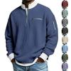 Unisex Stand Collar Colorblock Zip-Up Waffle Knit Sweatshirt Fall Casual Wear