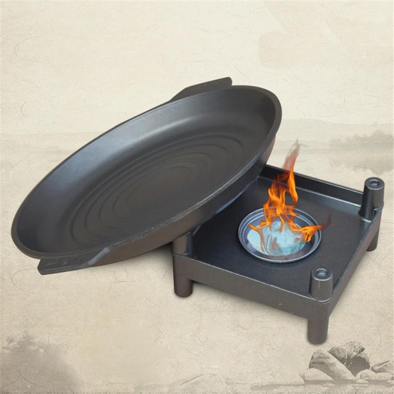 Alkoholwärmer, runde Grillplatte, Trockentopf, Teppanyaki, Backbleche für gewerbliche Restaurants, koreanischer, antihaftbeschichteter, runder Fischofen